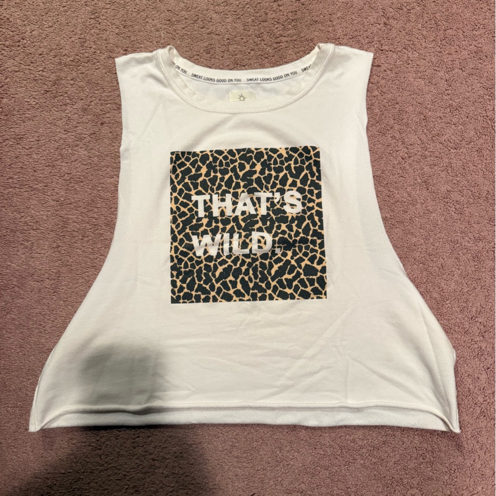 Aerie White Muscle Top with Leopard Print